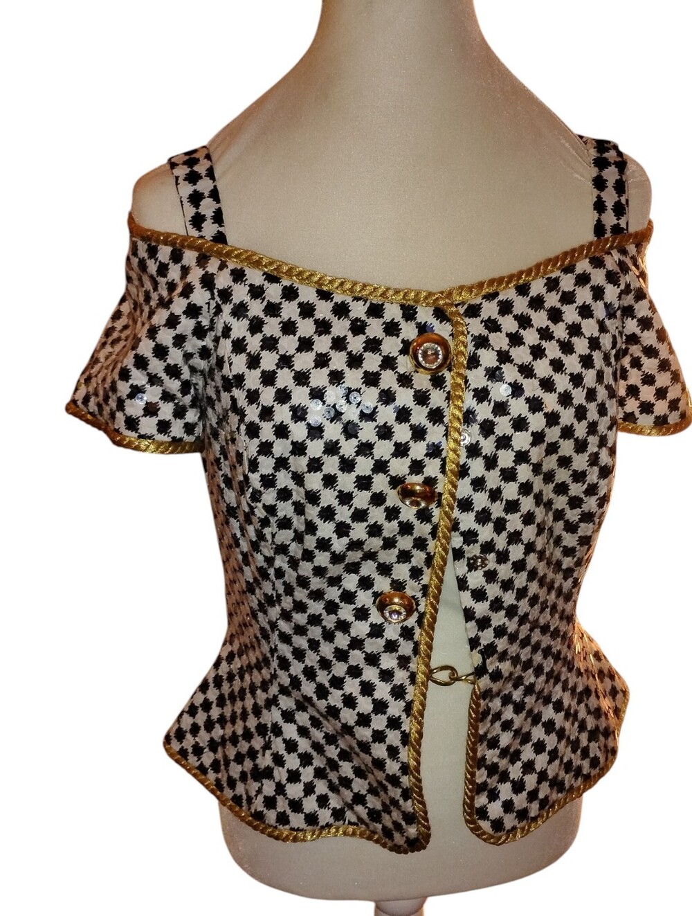 Vintage Checkerboard Morton Myles for The Warrens vintage sequin Jacket Top